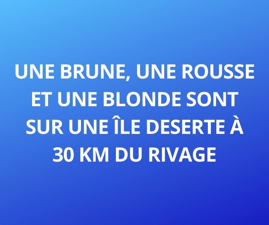 Blague du jour Une brune une rousse et une blonde sont sur une île