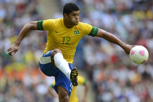 Brazil's Hulk controls the ball during their men's gold medal soccer match against Mexico at the London 2012 Olympic Games