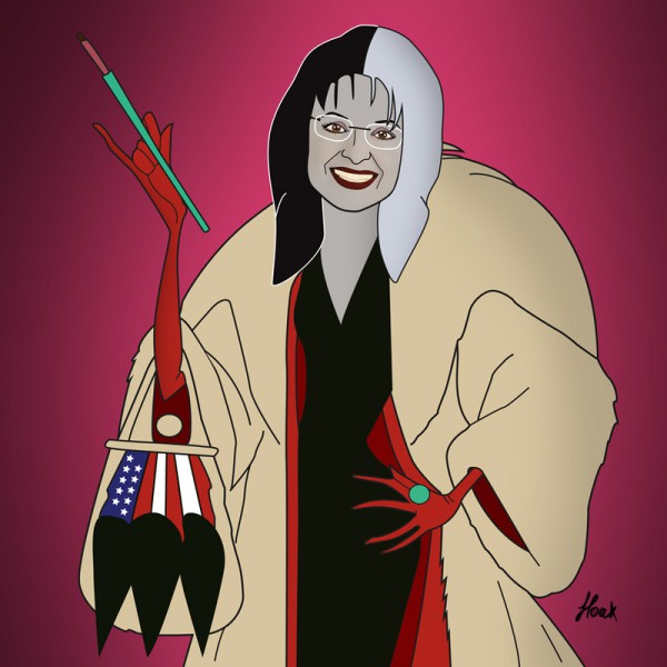 Sarah Palin en Cruella "101 dalmatiens"