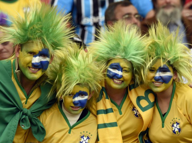 Une famille brésilienne lors du match entre la Corée du Sud et l'Algérie (2-4)  le 22 juin