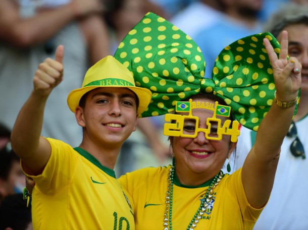 Des supporters brésiliens lors de la rencontre entre l'Uruguay et le Costa Rica (1-3)
