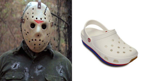 Le masque de Jason de Vendredi 13 et des Crocs