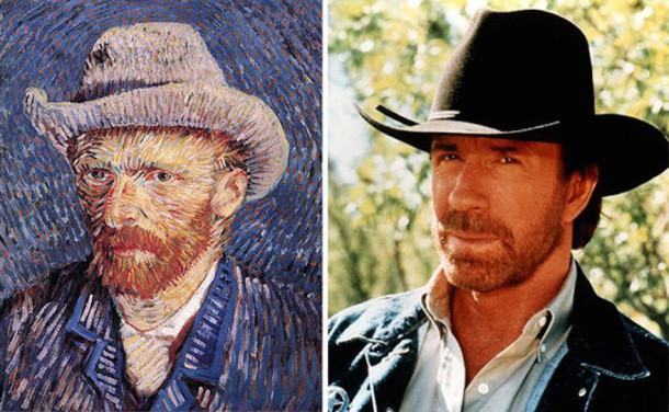 Auto-portrait de Vincent Van Gogh et Chuck Norris