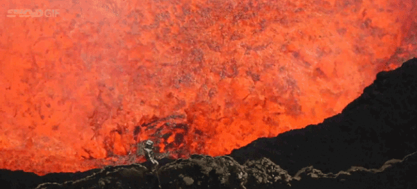 il plonge dans des volcans en fusion