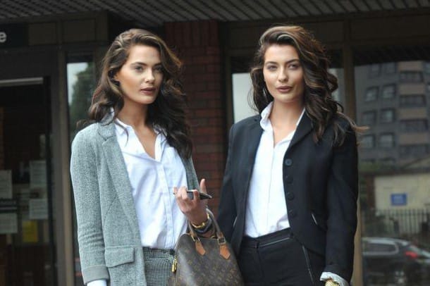 Tiffany-grey-outfit-and-Taliah-black-outfit-outside-Stockport-magistrates-court