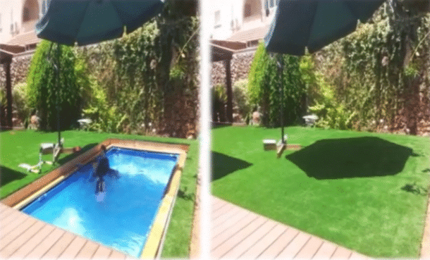 Piscine et espace dans le jardin