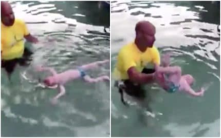 bébé se sauve seul de la noyade