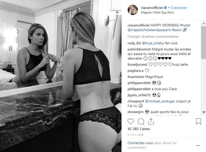 Clara Morgane sa position torride dans sa chambre d hôtel déchaine les passions