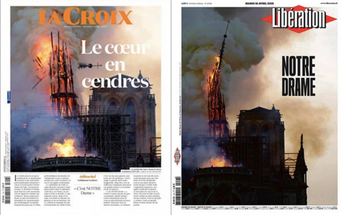 Notre-Dame dévastée par les flammes : la catastrophe en Une des