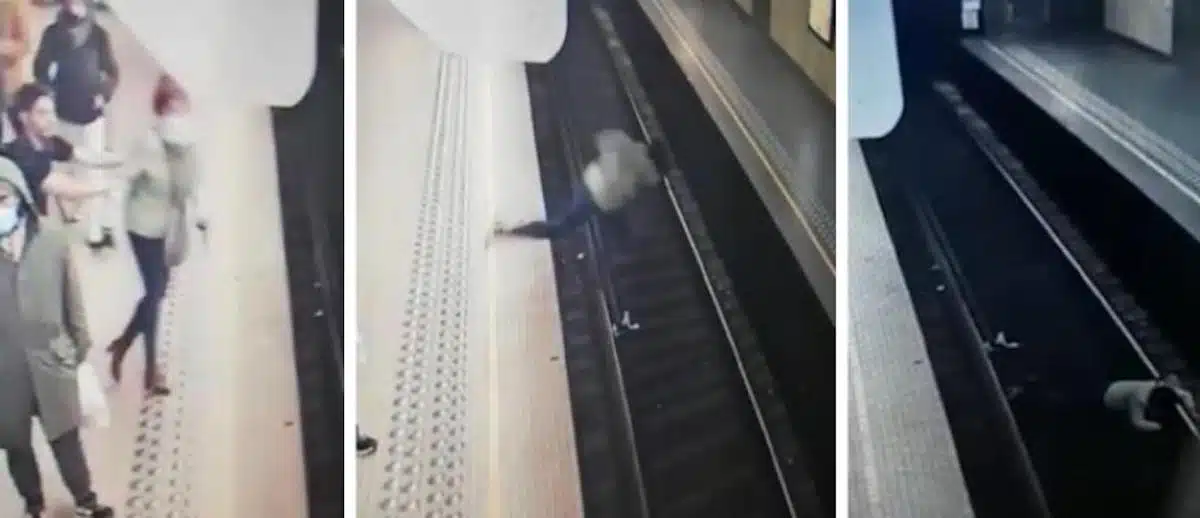 femme poussee metro