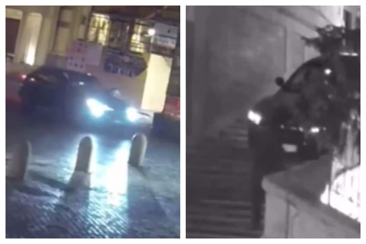 Au volant d'une Maserati de location, il il se retrouve sur les marches de la place d'Espagne à Rome