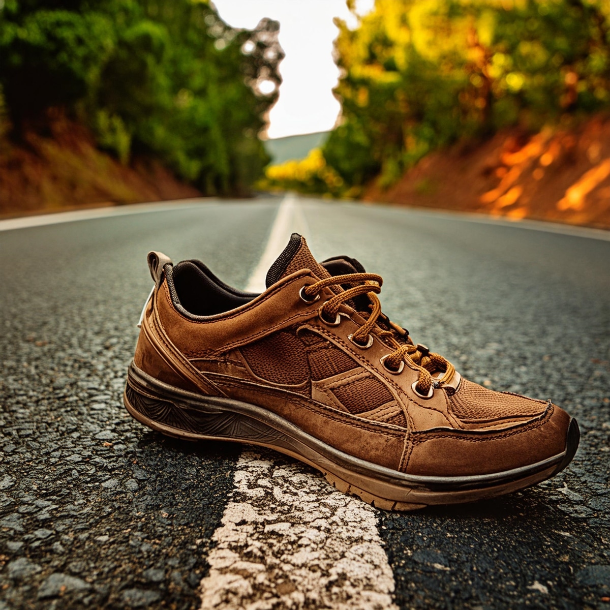 Chaussure-abandonné-sur-une-route