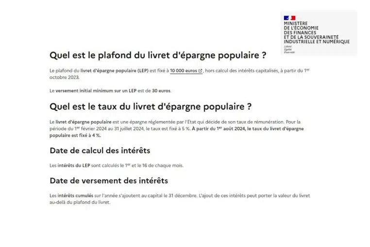 LEP epargne ministere economie