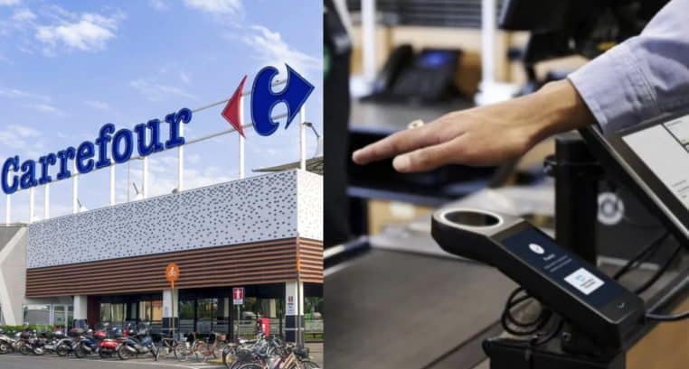 Image illustration carrefour lance le payement par paume de la main.