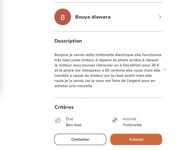 image capture d'écran annonce et discussion leboncoin complètement barré