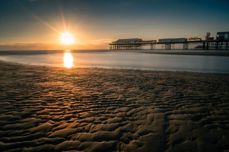 sunset, pier, nature