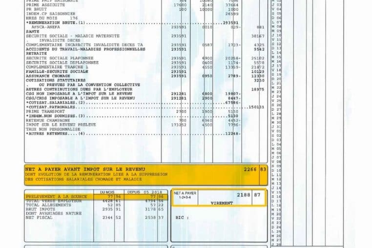 a la source prelevement fiche paie salaire