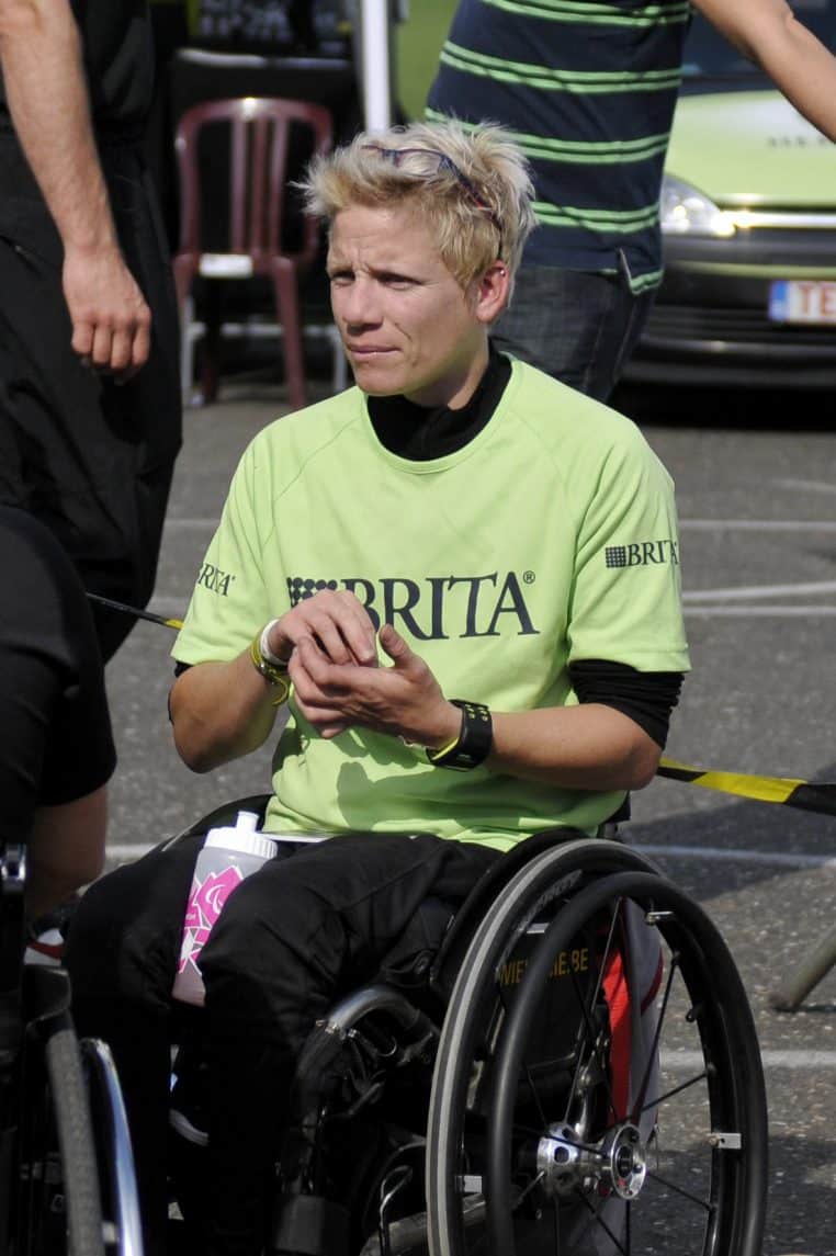 Marieke Vervoort sur son fauteuil roulant.