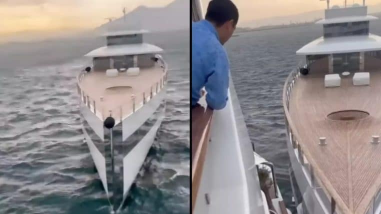 Image capture d'écran, un yacht de la famille de Steve Jobs rentre en collision avec un autre.