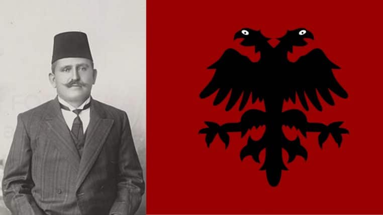 Marka-Gjoni-président-Mirdita-Albanie-drapeau