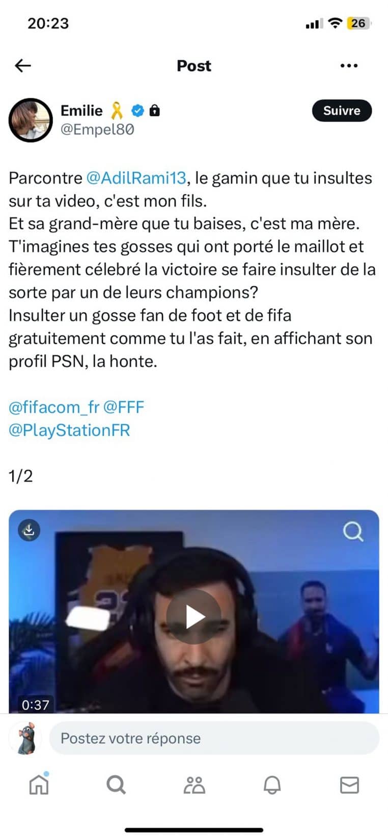 adil rami insulte enfant