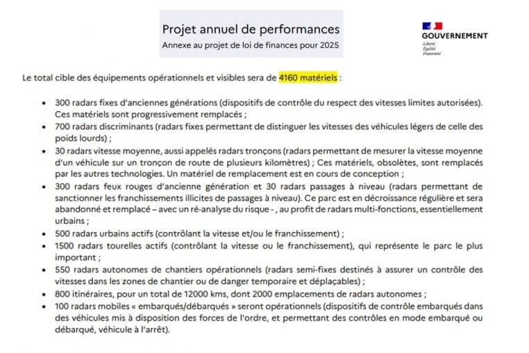 projet loi finances radars @Gouvernement