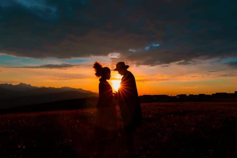 sunset, silhouettes, nature