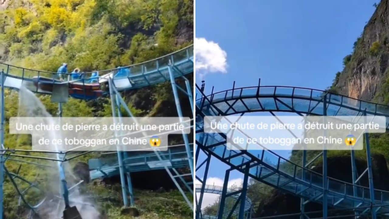 Montage tiktok toboggan chine chute de pierre