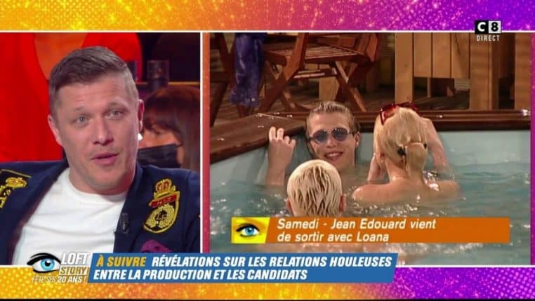 Tournage Loft Story - Loana et Jean-Edouard dans la piscine - Avril 2001