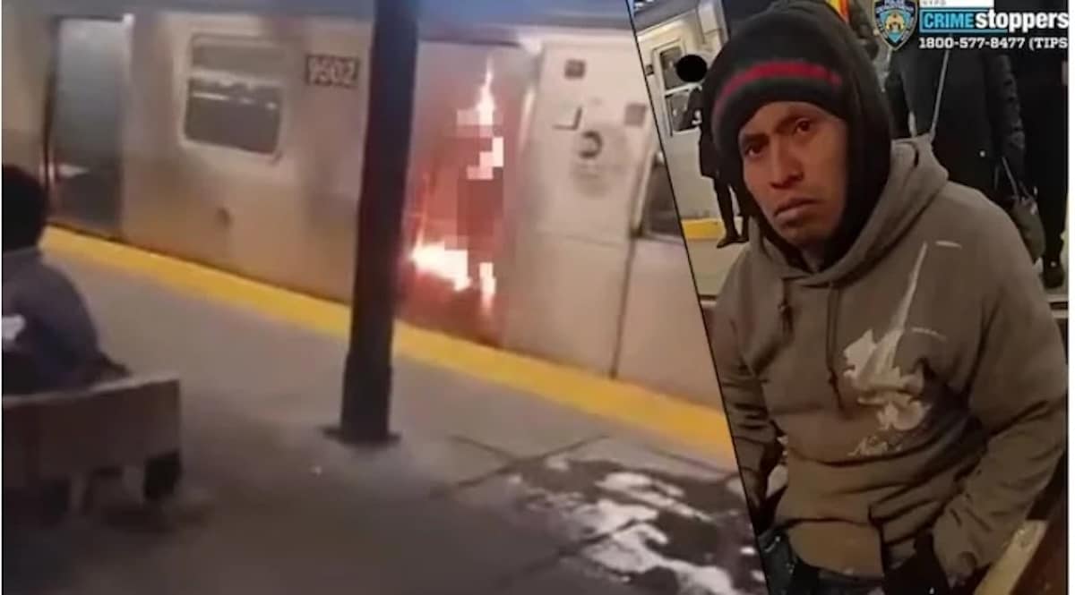 migrant met feu femme metro new york