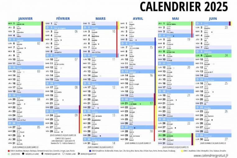 conges calendrier 2025