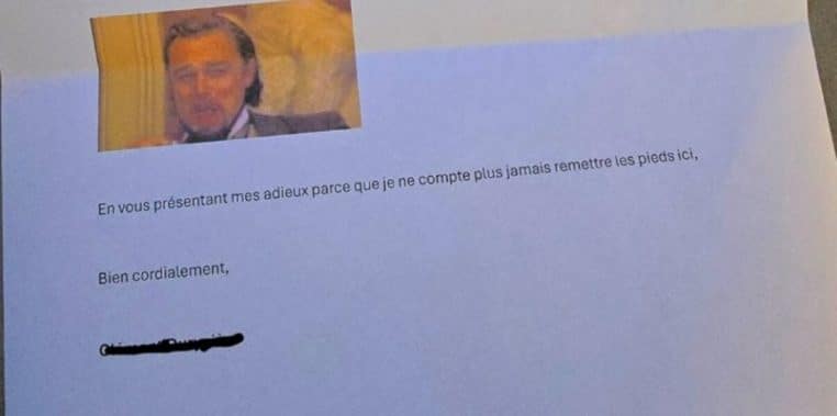 Il écrit une lettre de démission très drôle
