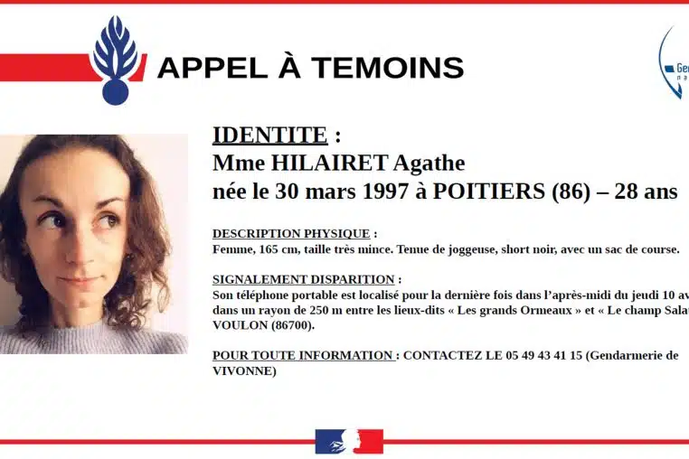Appel à témoin d'Agathe Hilairet.
